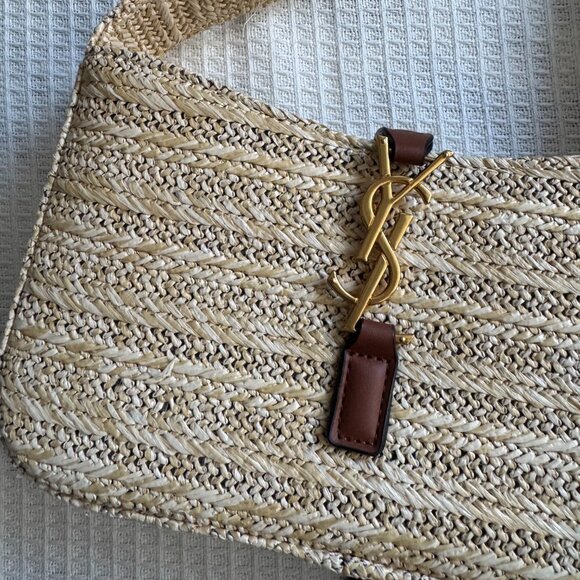Saint Laurent Brown Le 5 à 7 Raffia Shoulder Bag - Picture 10 of 12